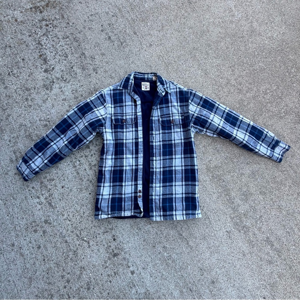 RedHead Navy and Gray Plaid Flannel Shirt Jacket